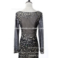 Moda Curta Sexy Cocktail Dress Patterns Bling Bling Vestido Long Sleeves Prom Dress